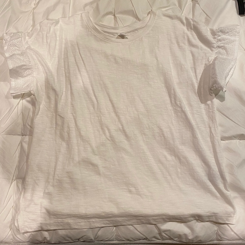 White flutter short sleeve top